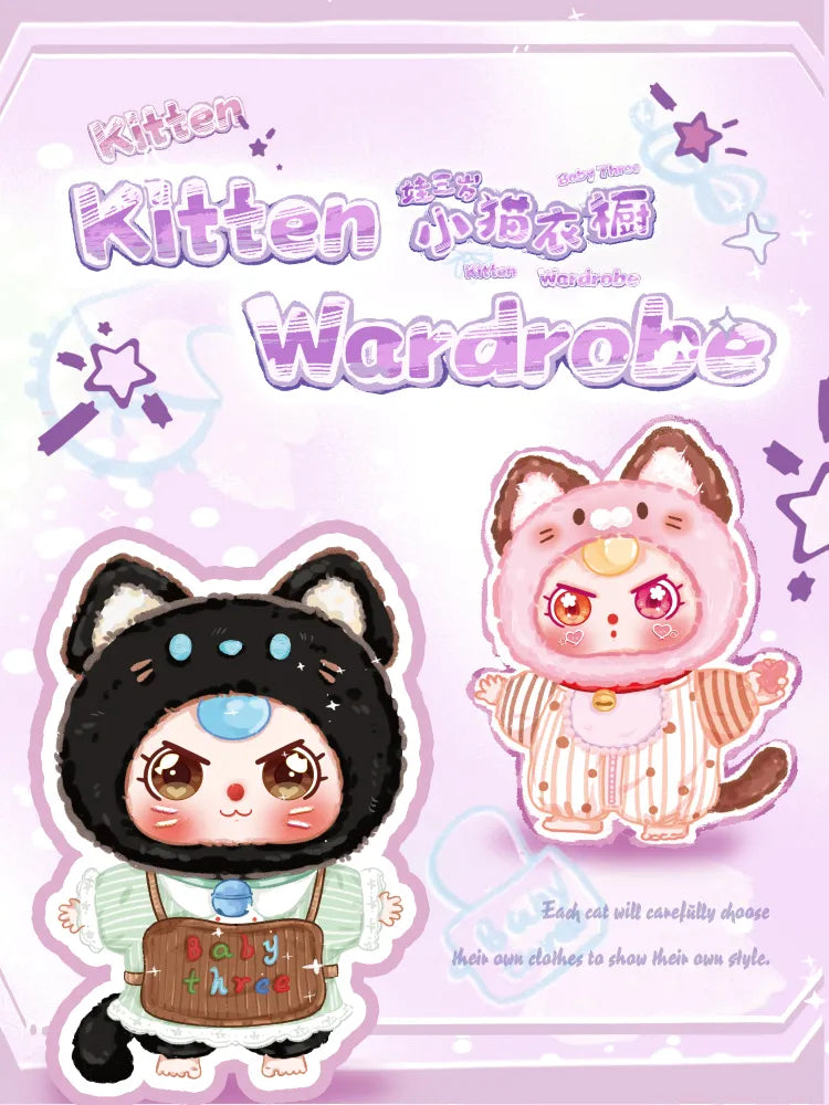 Baby Three Kitten Wardrobe Plush Blind Box Cute Collectables NZ